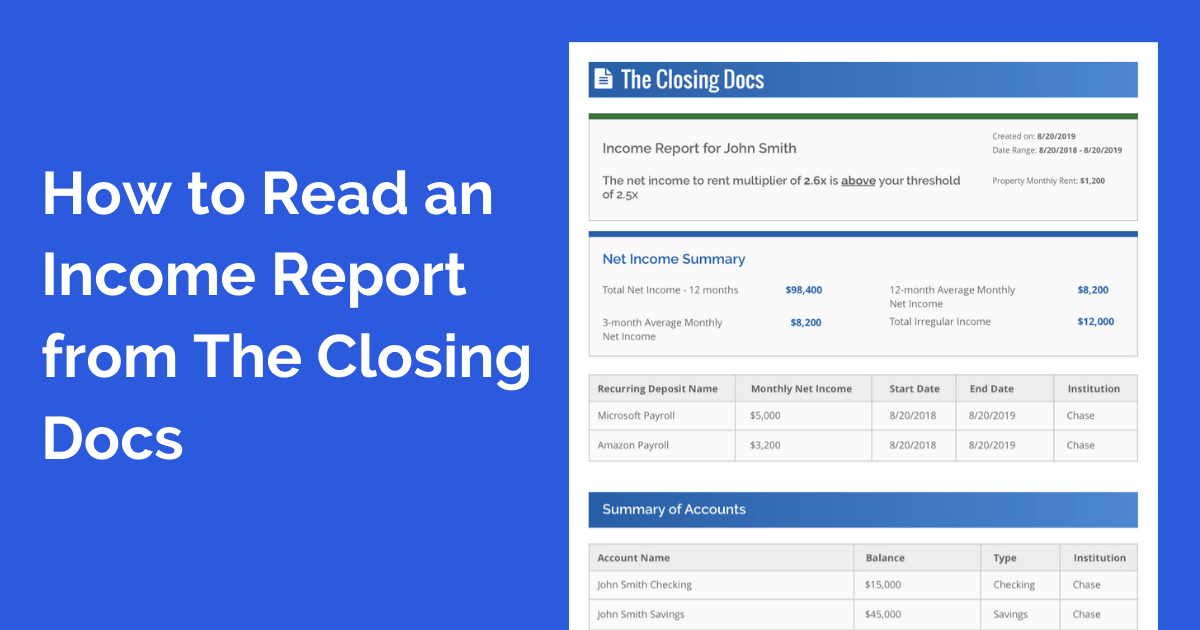 The Closing Docs automated income verification income report